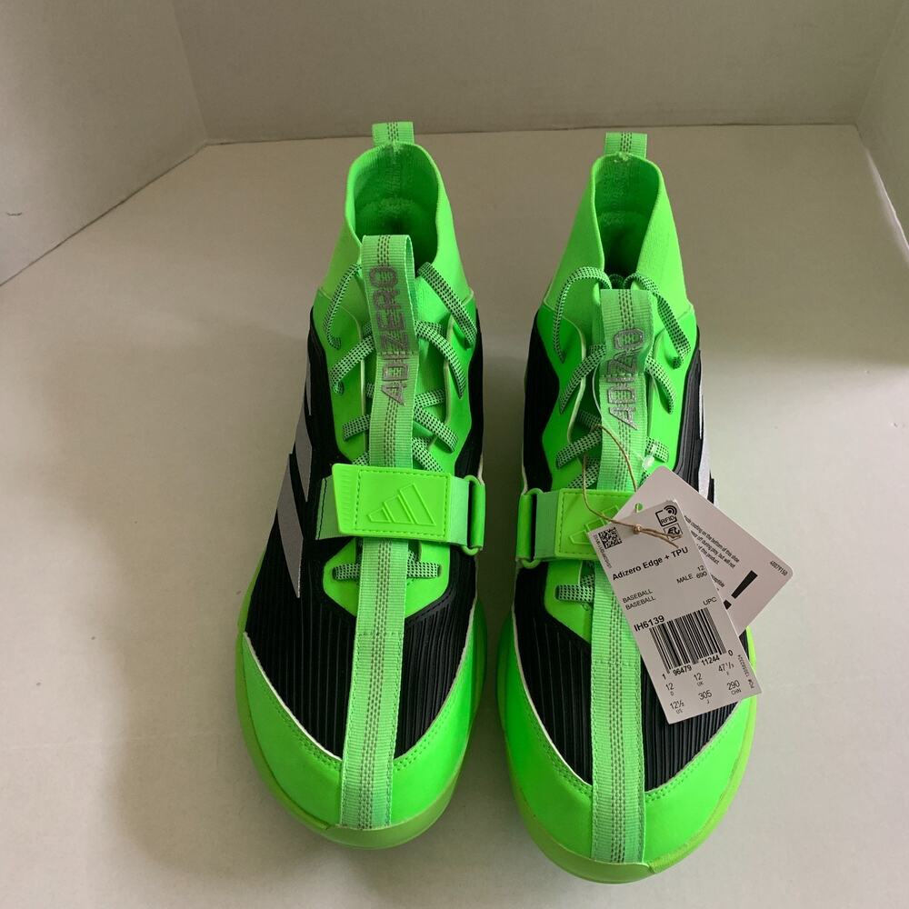 Adidas Men's Size 12.5 Adizero Edge+ TPU Baseball Cleats Solar Green IH6139 New